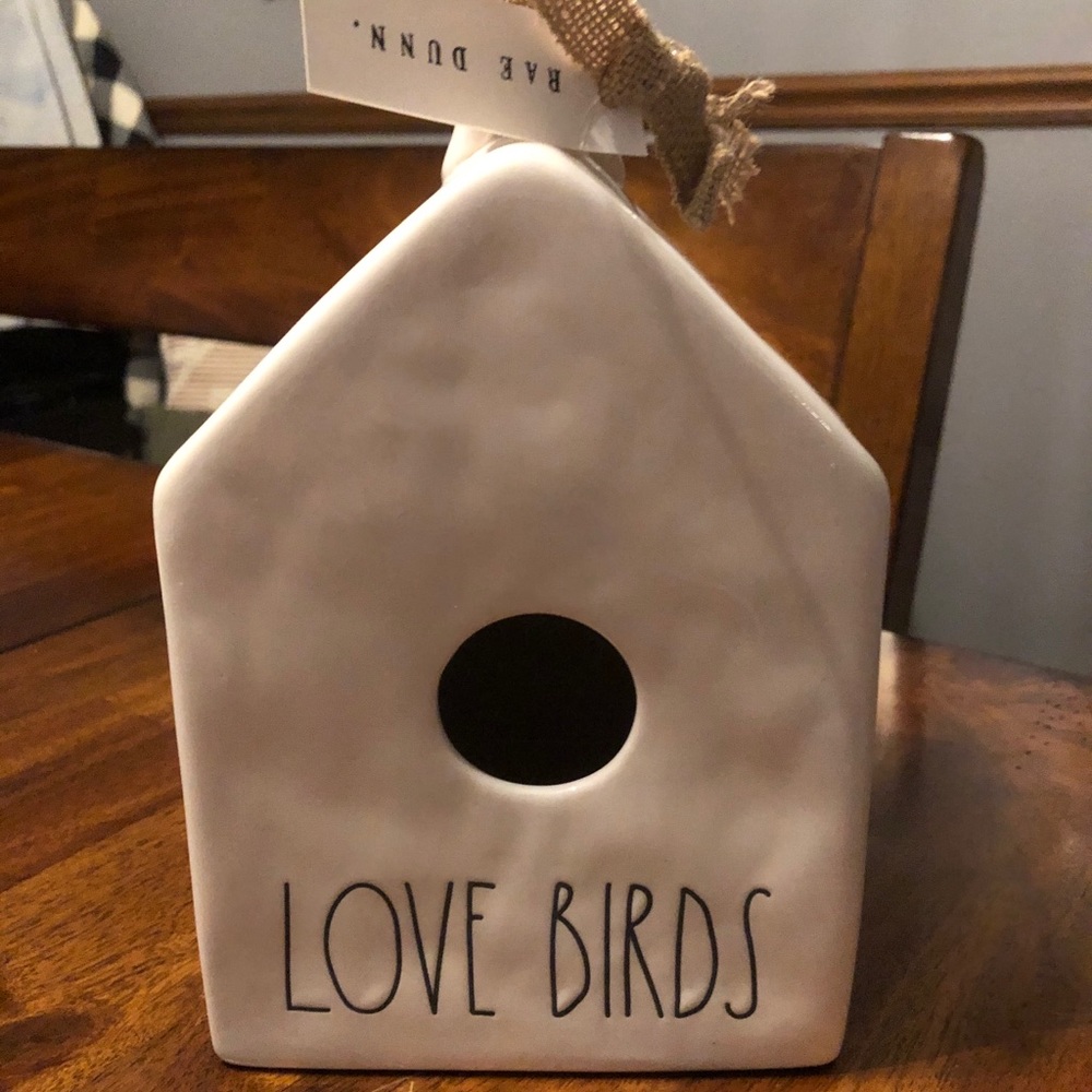Rae Dunn Love Birds Birdhouse and Dishtowel set